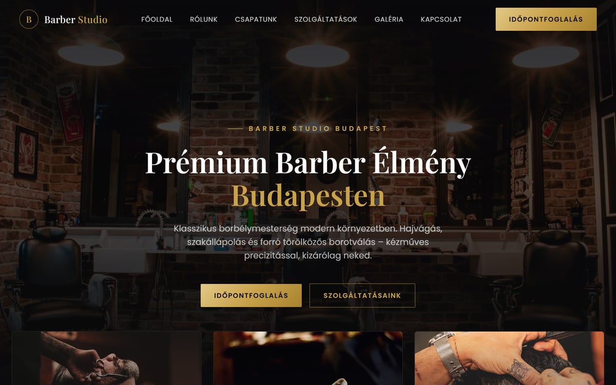 Barber Studio — weboldal előnézet