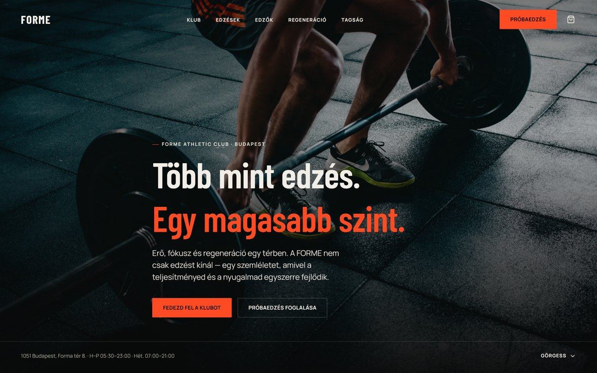 FORME Athletic Club — weboldal előnézet